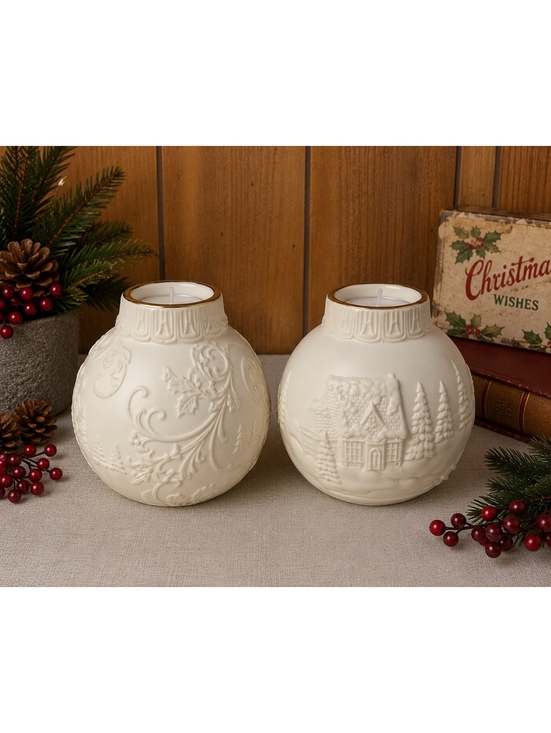 Lenox Other - Lenox Ornament Glow Scrollwork Votive Candle Holders Set of 2 Christmas Decor